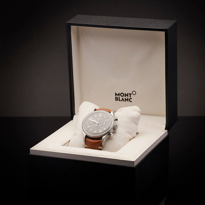 Montblanc 1858 Automatic Chronograph Stainless Steel Silver  42mm ID 117836 OVP