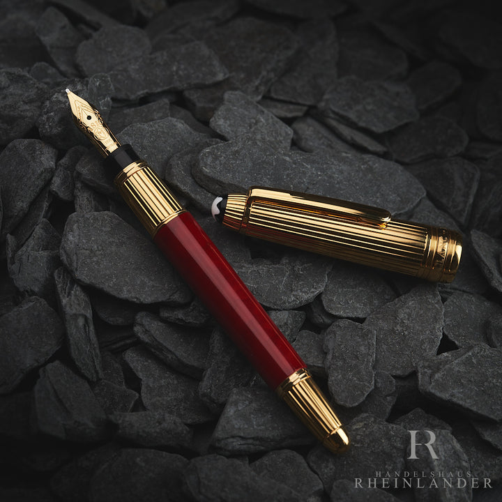 Montblanc Solitaire Coral Mozart Gold Plated Line Fountain Pen ID 23214 OVP