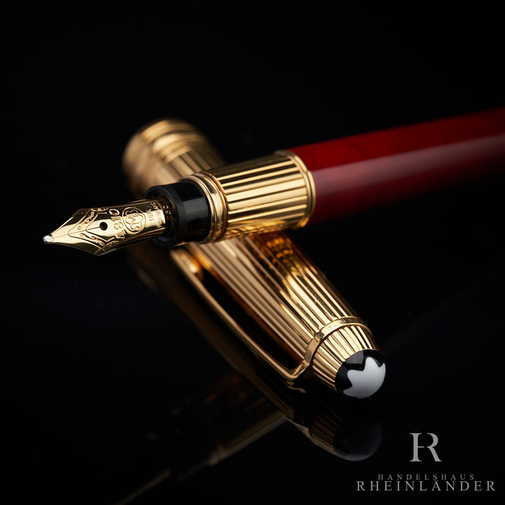 Montblanc Solitaire Coral Mozart Gold Plated Line Fountain Pen ID 23214 OVP