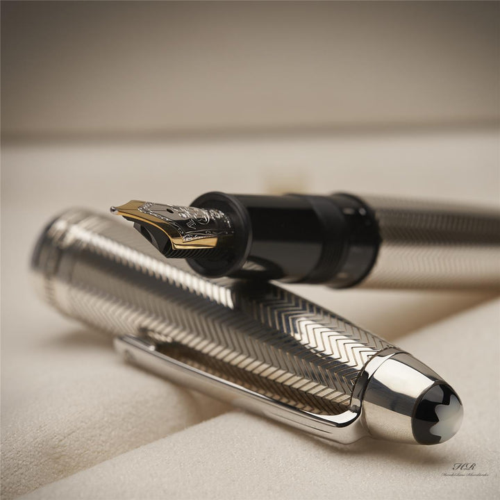 Montblanc Solitaire 925 Silver Barley Le Grand Fountain Pen ID 104554 OVP