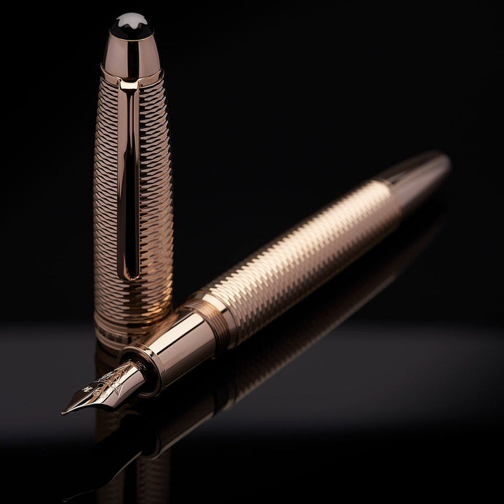 Montblanc Meisterstück Solitaire Geometry Champagne Fountain Pen ID 132132-118101