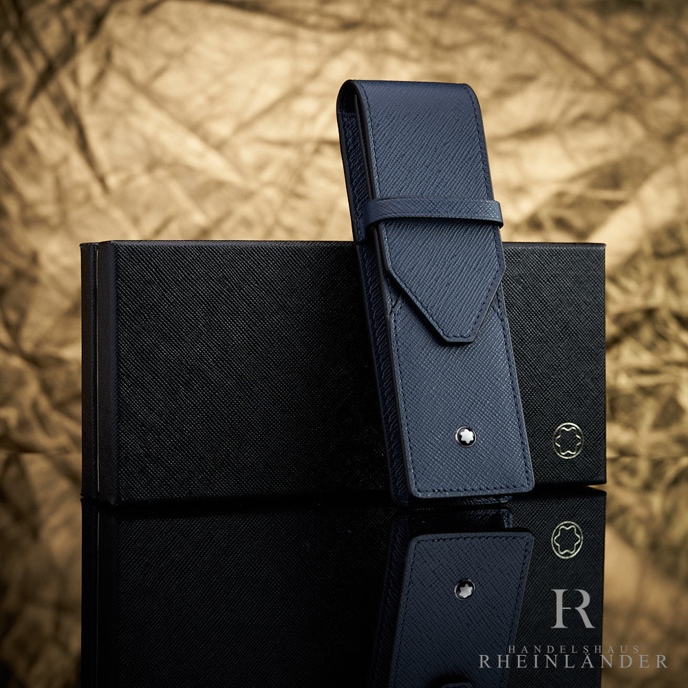Montblanc 2 leather case Ink Blue – Handelshaus Rheinländer