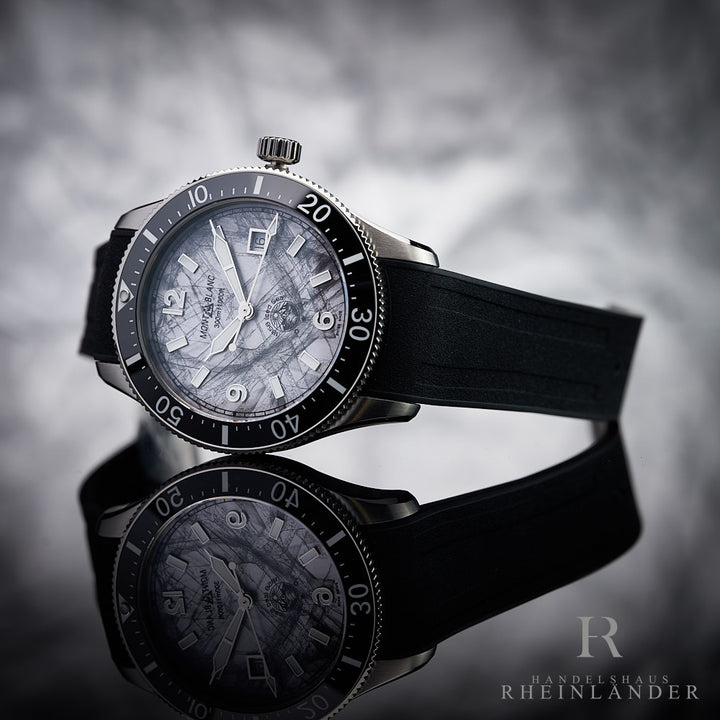 Montblanc 1858 Iced Sea Steel 41mm Automatic Date Watch Rubber Gray 133628