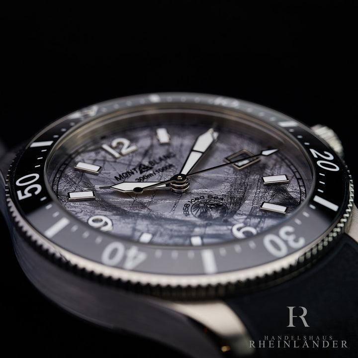 Montblanc 1858 Iced Sea Steel 41mm Automatic Date Watch Rubber Gray 133628