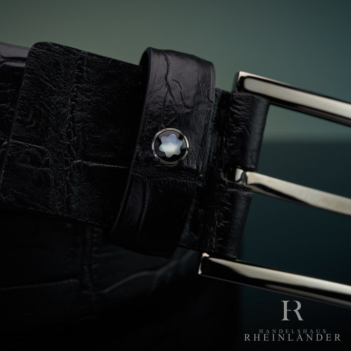 Montblanc Belt Artisan Line Rect Cut Shiny Pall-Coated Krokoleder ID 111631 OVP