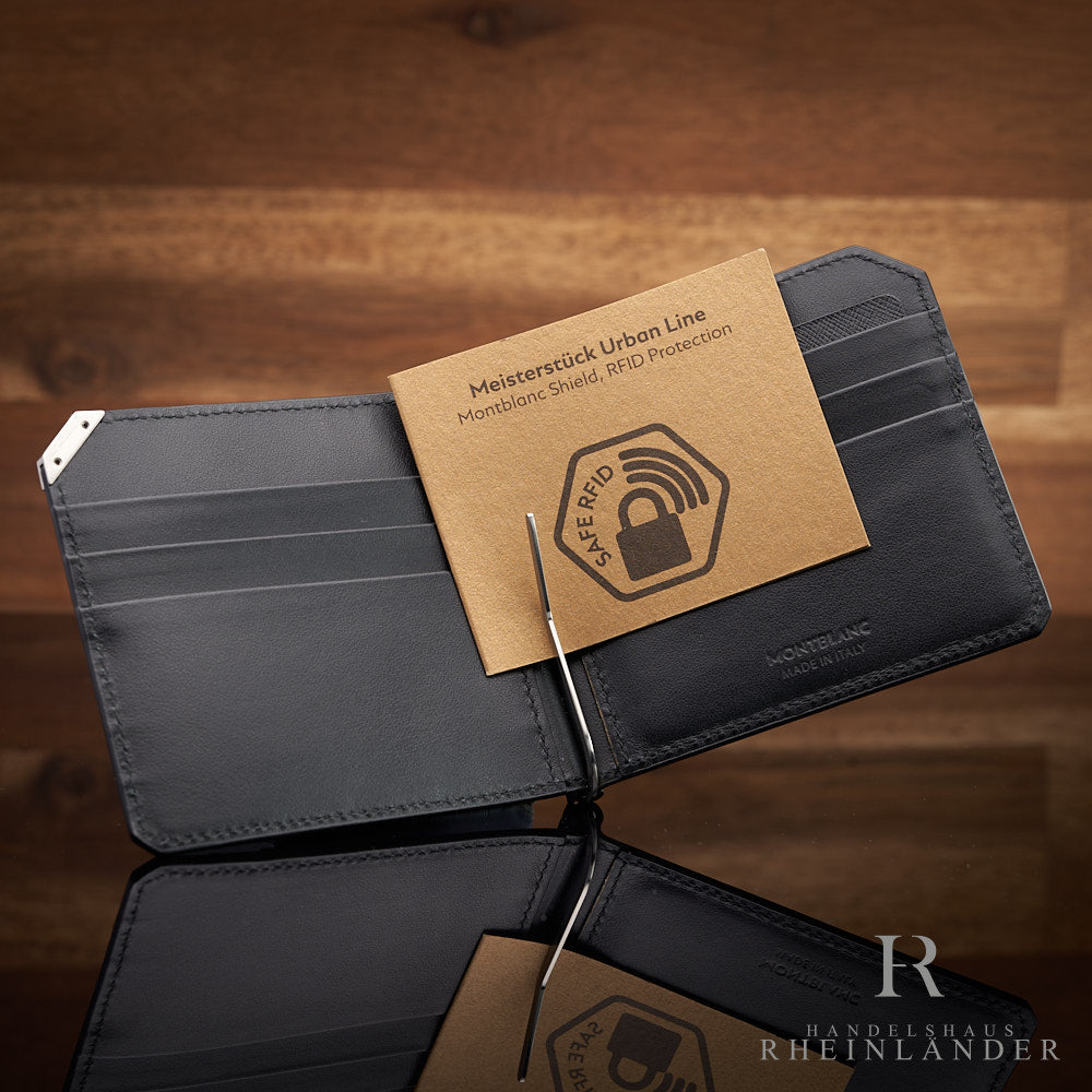 Montblanc Leather Goods Urban Spirit 6 CC Wallet Black Money Clip ID 124092