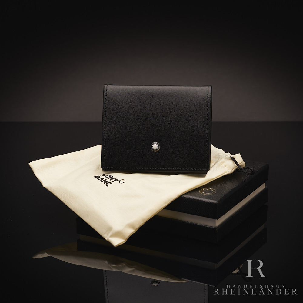 Montblanc Münzfach aus schwarzem Leder auf Geschenkbox