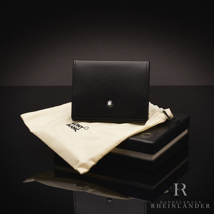 Montblanc Münzfach aus schwarzem Leder auf Geschenkbox