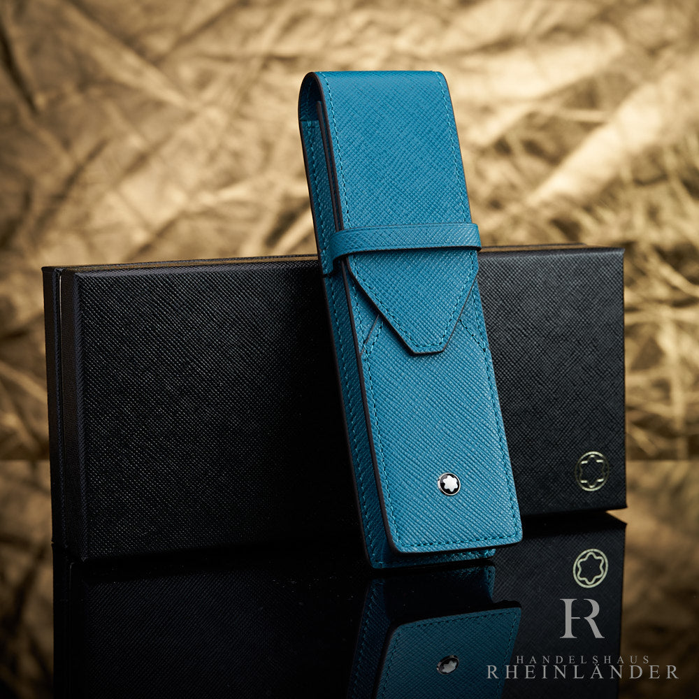 Montblanc 2 leather case Fern Blue – Handelshaus Rheinländer