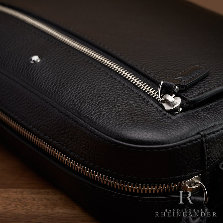 Montblanc Leather Goods Soft Grain Messenger Bag Small Black Zipper