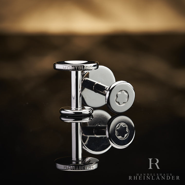 Montblanc Mens Jewelery Sterling Silver Cufflinks Round Engraved ID 112910