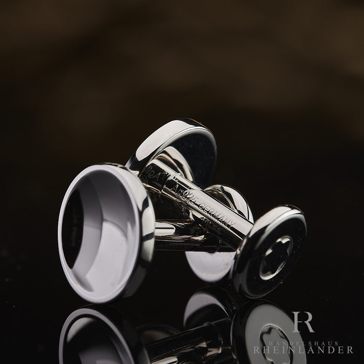 Montblanc Mens Jewelery Sterling Silver Cufflinks Round Engraved ID 112910