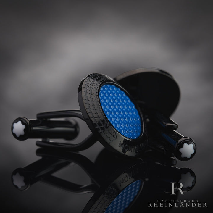 Montblanc Mens Accessories Cufflinks Pirelli Steel and Lacquer Blue ID 128396