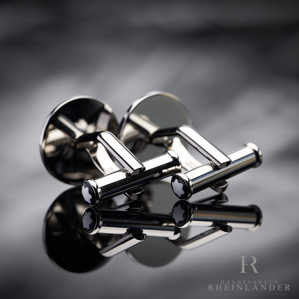 Montblanc Mens Jewelery Cufflinks Stainles Steel Black PVD Dot Pattern 126101