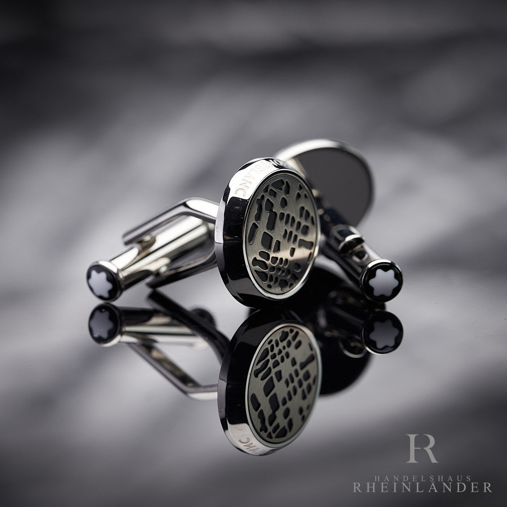 Montblanc Mens Jewelery Cufflinks Stainles Steel Black PVD Dot Pattern 126101