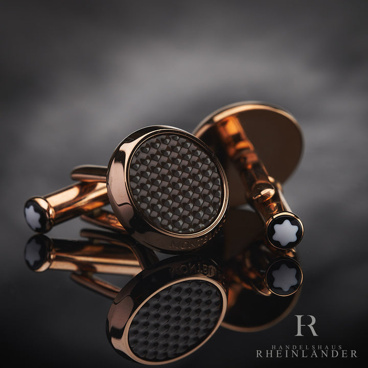 Montblanc Mens Accessories Meisterstück Cufflinks Steel Red Gold PVD ID 118603