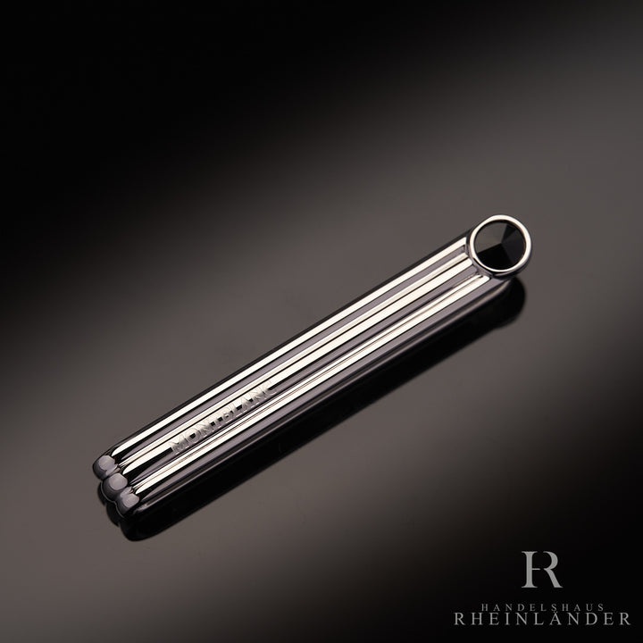 Montblanc Mens Accessories Tie Bar Stainless Steel Facetted Onyx ID 116638 OVP