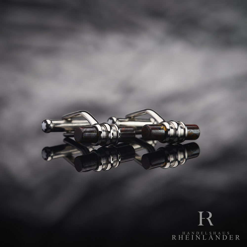 Montblanc Mens Jewelery Classic Collection Cufflinks Bar Tiger Iron 107590 ID