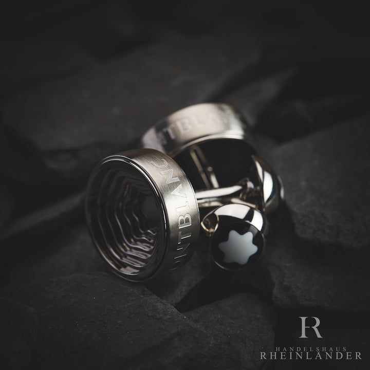 Montblanc Mens Jewellery Cufflinks Heritage Stainless Steel Ripple Effect 109506