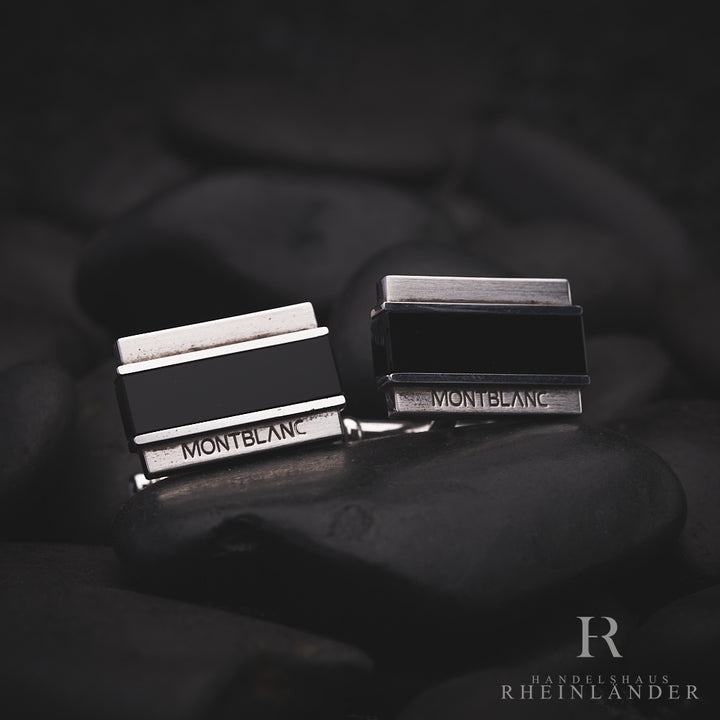Montblanc Mens Jewelery Silver Collection Cufflinks Silver Resin Inlay 101395