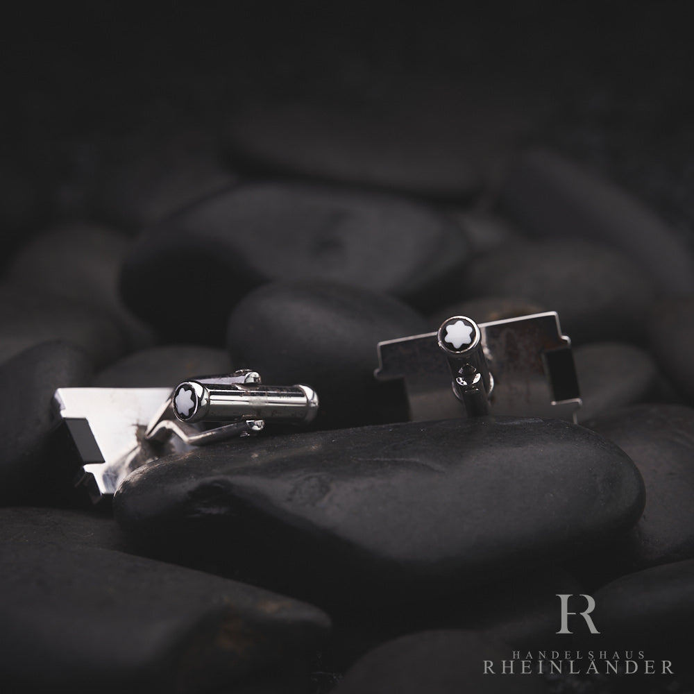 Montblanc Mens Jewelery Silver Collection Cufflinks Silver Resin Inlay 101395