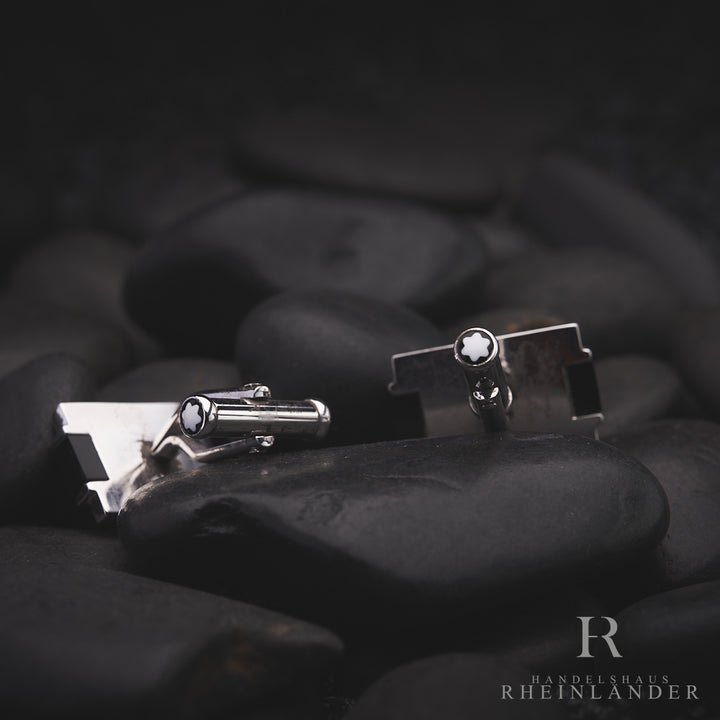 Montblanc Mens Jewelery Silver Collection Cufflinks Silver Resin Inlay 101395