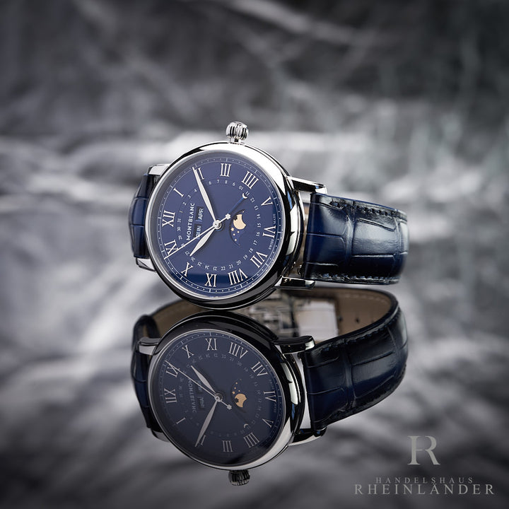 Montblanc Star Legacy Steel Moon Phase 42mm Automatic Blue Watch 130967