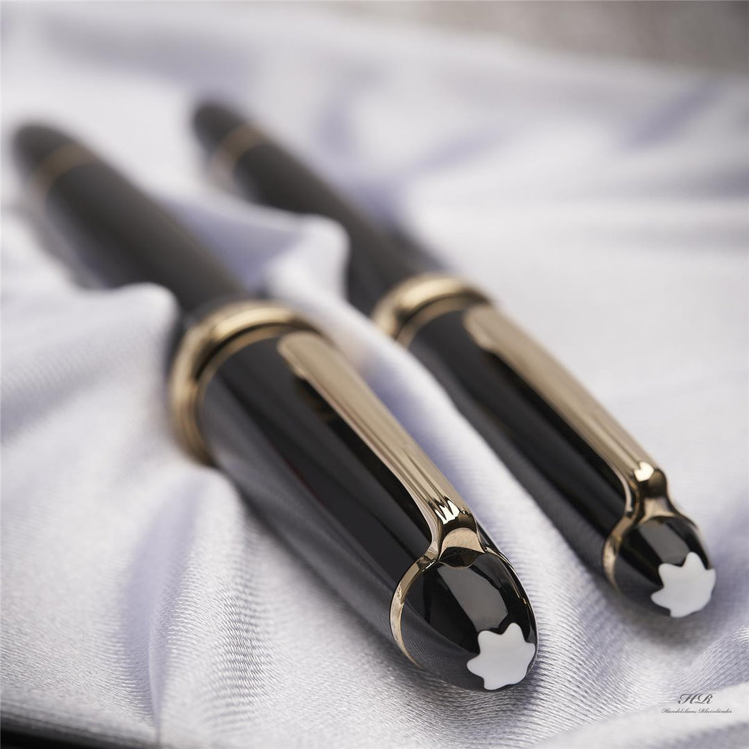 Montblanc Meisterstück Wedding Fountain Pen Set Black Resin Gold ID 104150 OVP