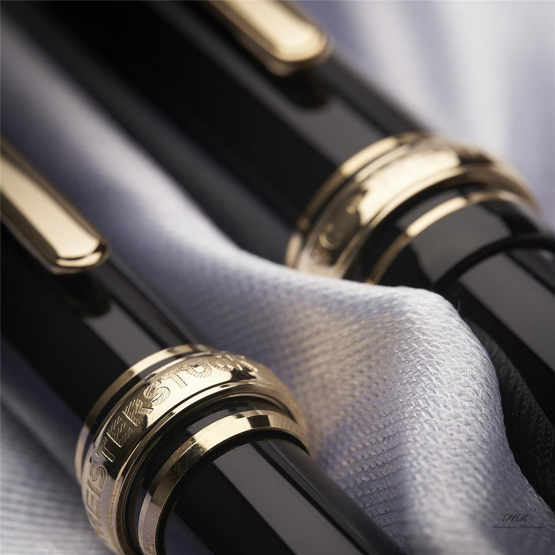 Montblanc Meisterstück Wedding Fountain Pen Set Black Resin Gold ID 104150 OVP