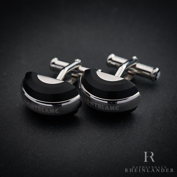 Montblanc Mens Jewellery Silver Collection Cufflinks 925 Black Titanium 102696