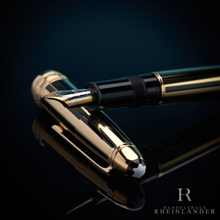 Montblanc Meisterstück Solitaire Gold and Black LeGrand Fountain Pen ID 35975