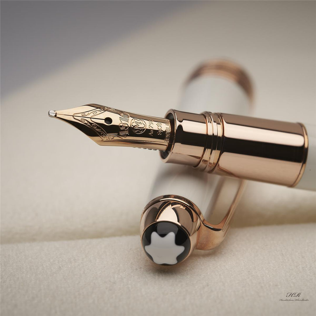 Montblanc Meisterstück White Solitaire Mozart Fountain Pen Red Gold ID 111941 OVP