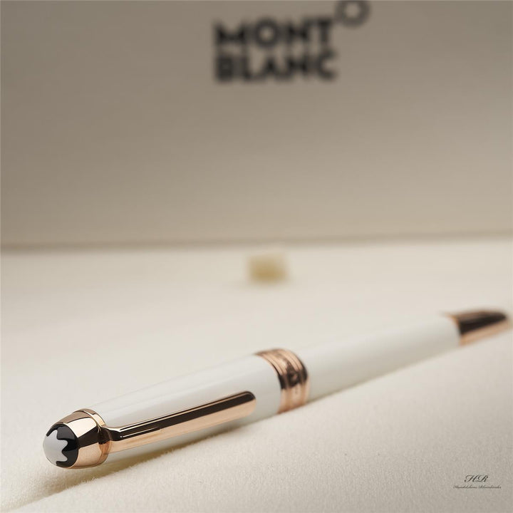 Montblanc Meisterstück White Solitaire Mozart Fountain Pen Red Gold ID 111941 OVP