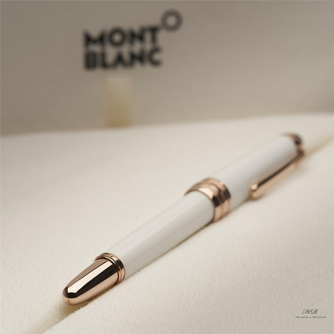 Montblanc Meisterstück White Solitaire Mozart Fountain Pen Red Gold ID 111941 OVP