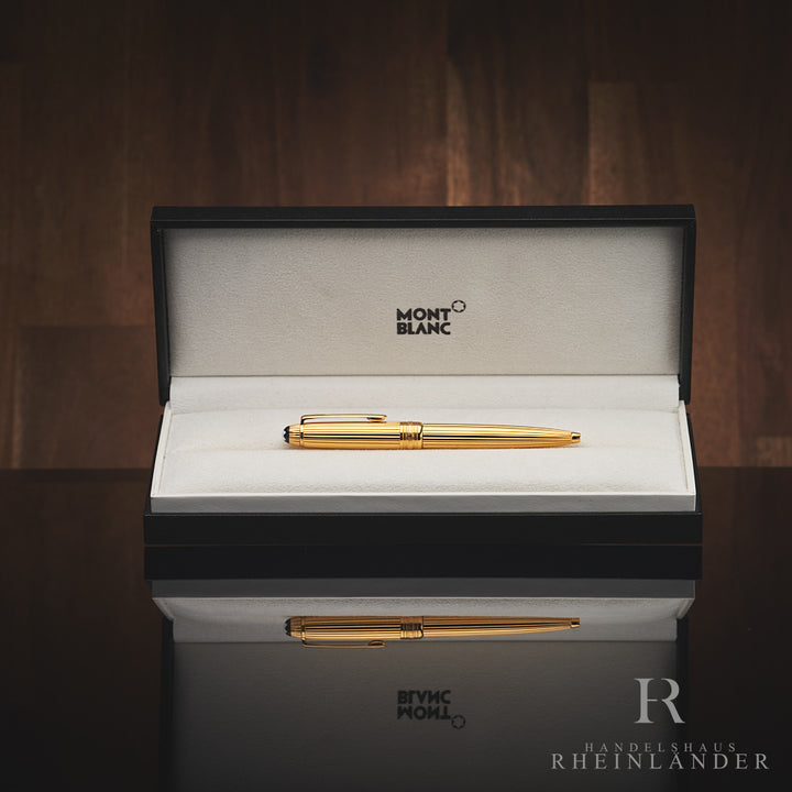 Montblanc Solitaire Vermeil Gold Mozart Pinstripe Guilloche Ballpoint Pen 1165