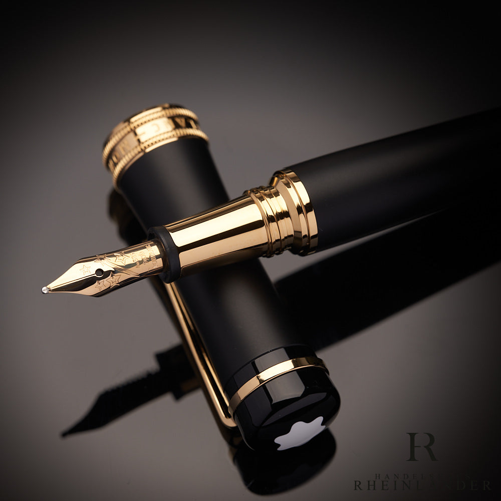 Montblanc Bonheur Nuit Black Resin Gold Fountain Pen Füllfederhalter ID 117473