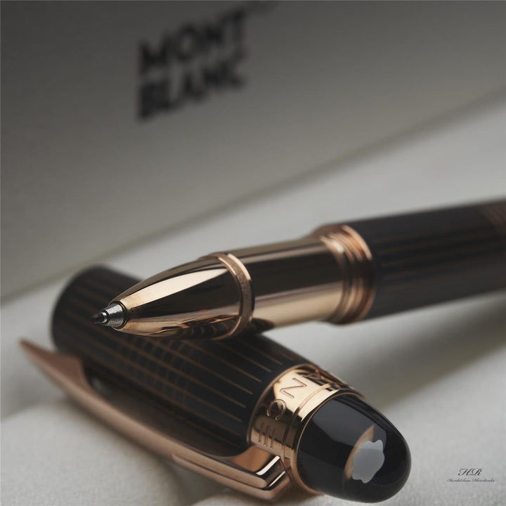 Montblanc Starwalker Red Gold Metal Line Roller Ball Fine Liner ID 106868 OVP