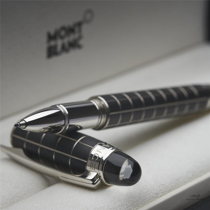 Montblanc Starwalker Metal Rubber Line Rollerball Fine Liner Platinum Plated ID 08856