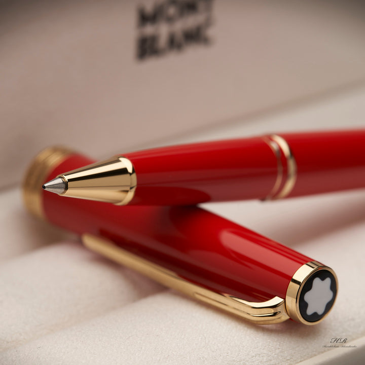 Montblanc PIX Collection Precious Resin Gold Plated Red Rollerball ID 117654 OVP