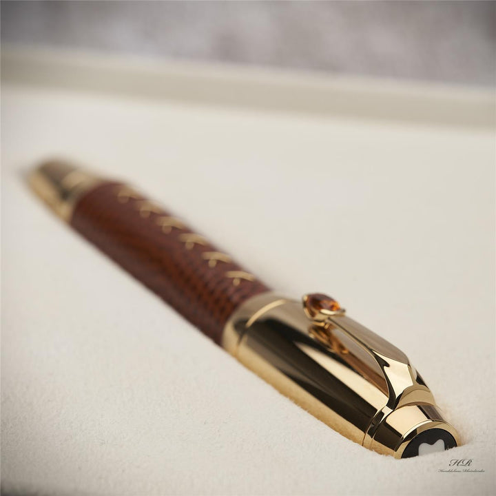 Montblanc Boheme Jewels Citrine Edition Fountain Pen Beige Leather ID 09921 OVP