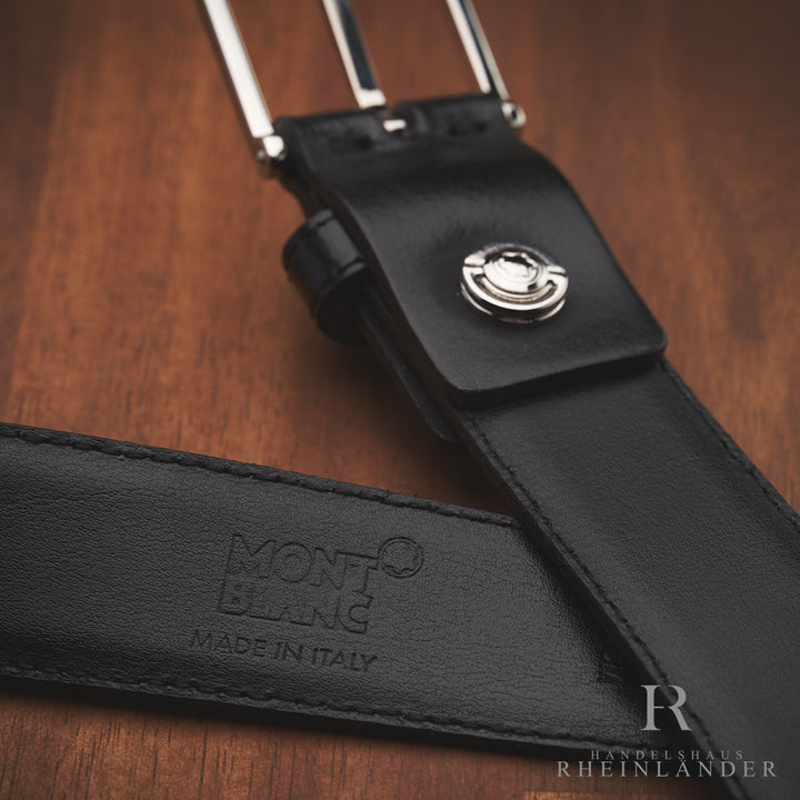 Montblanc Belts Classic Line Square Shiny Palladium Shiny Black Strap ID 111337 