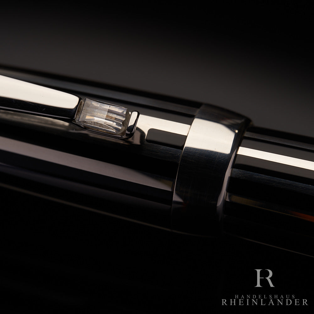Montblanc Boheme Crystal Platinum Plated Line Fountain Pen Füller ID 7535 OVP