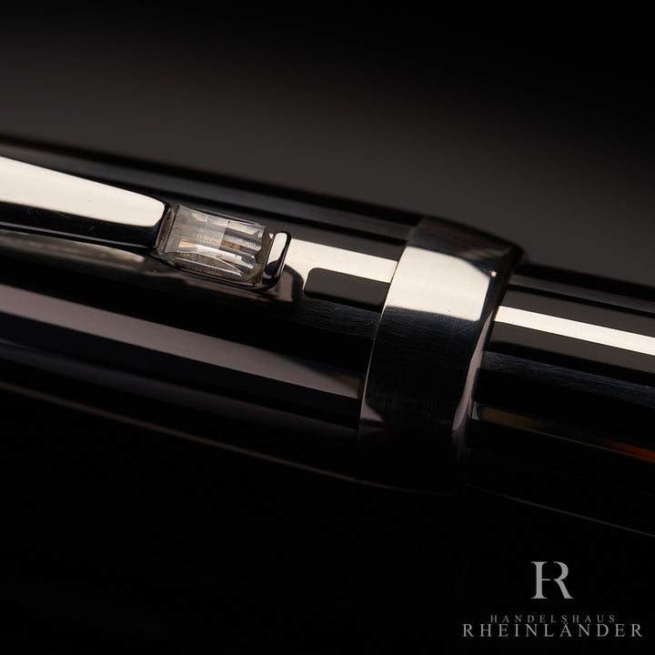 Montblanc Boheme Crystal Platinum Plated Line Fountain Pen Füller ID 7535 OVP