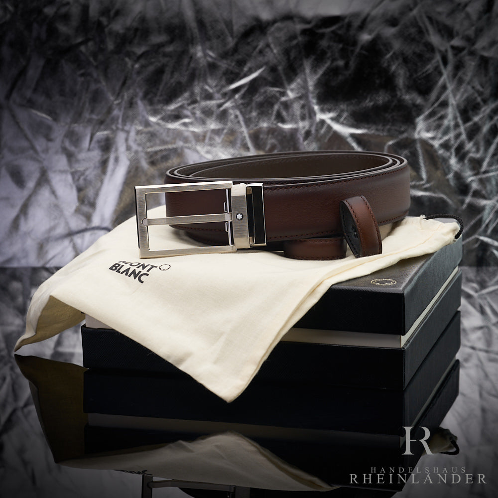 Montblanc Ledergürtel mit brauner Sfumato Färbung und silberner Schnalle