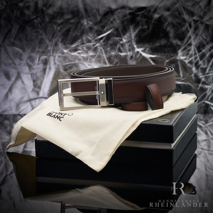 Montblanc Ledergürtel mit brauner Sfumato Färbung und silberner Schnalle