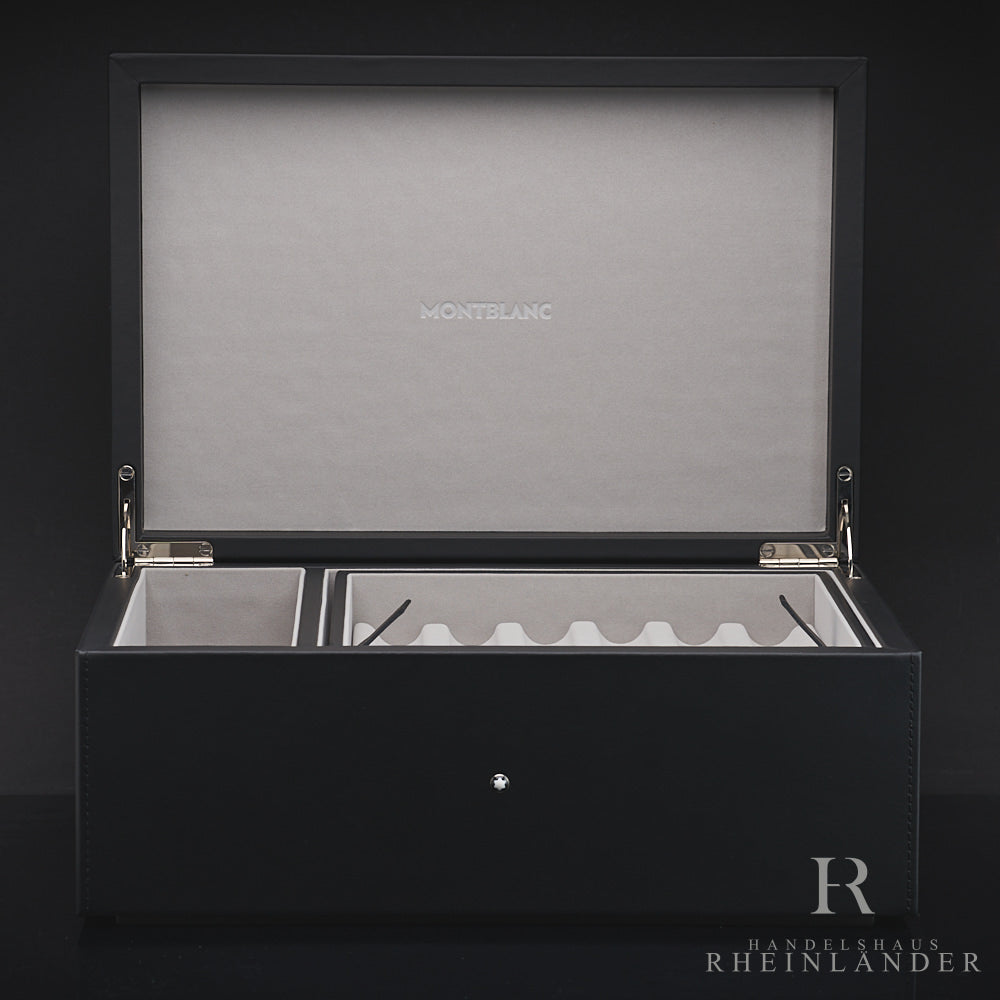 Montblanc Collectors Box aus Leder für Schreibgeräte und Zubehör aufgeklappt