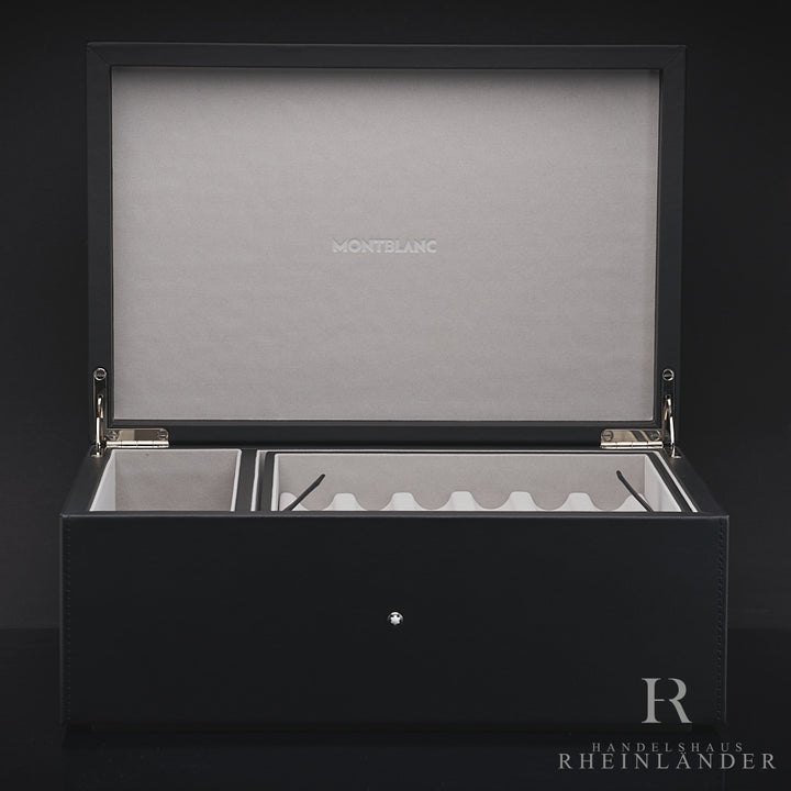 Montblanc Collectors Box aus Leder für Schreibgeräte und Zubehör aufgeklappt
