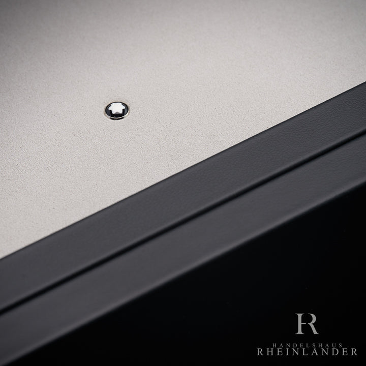 Accesorios de escritorio Montblanc, línea Lifestyle, bandeja para bolígrafos con cajón, de piel, ID 124027, en su embalaje original.