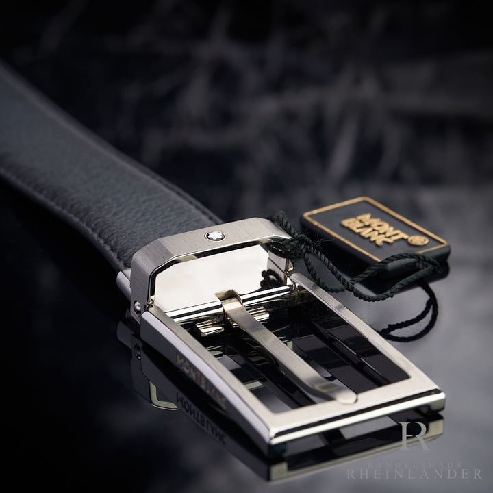 Montblanc Leather Goods Business Belt Stainless Steel Blue Sfumato ID 123887 OVP