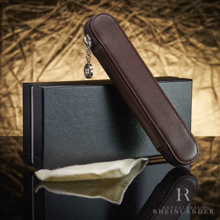 braunes Montblanc Lady Star Lederetui mit Reißverschluss für ein Schreibgerät